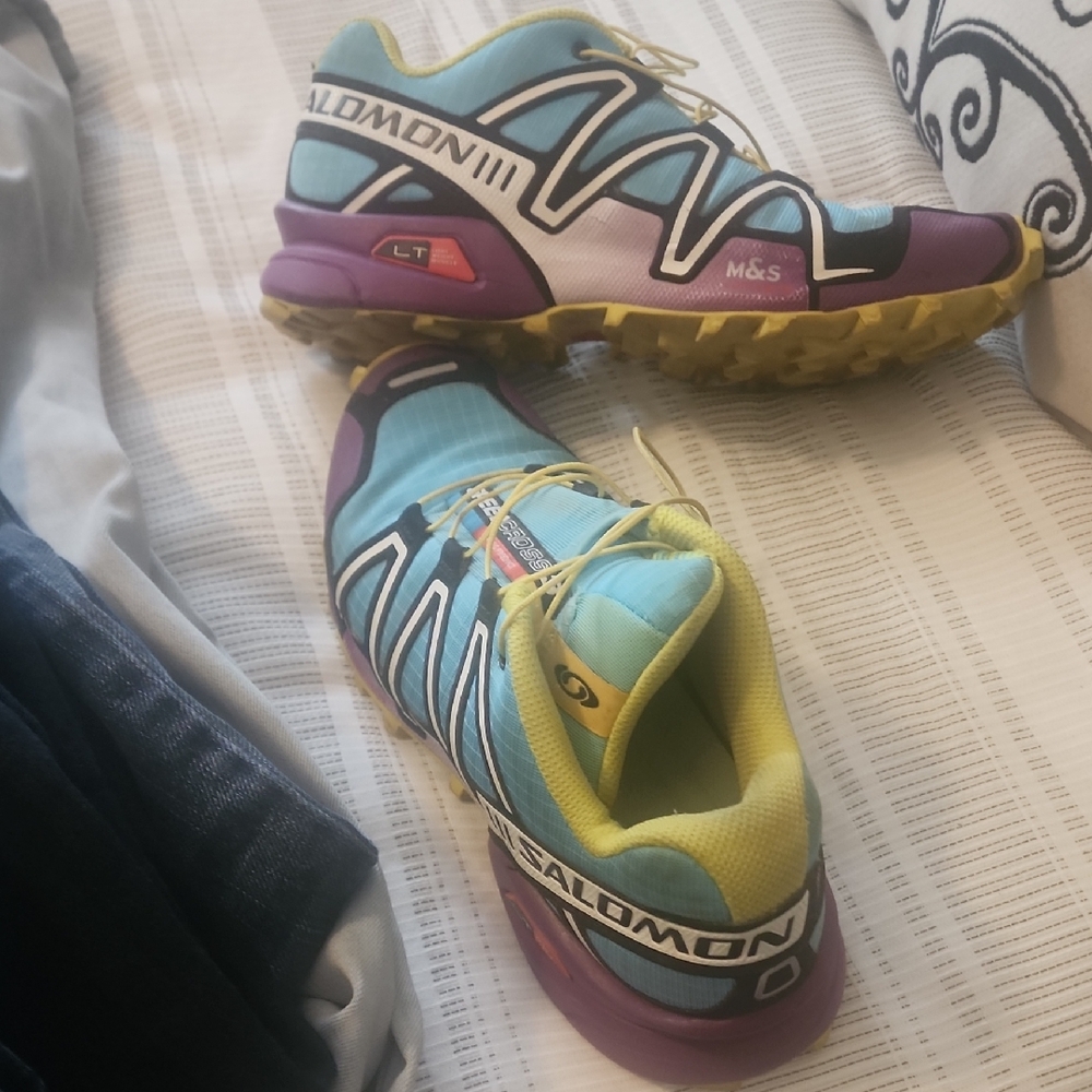 Salomon Women's Athletic Shoes in Aqua, Purple & Yellow